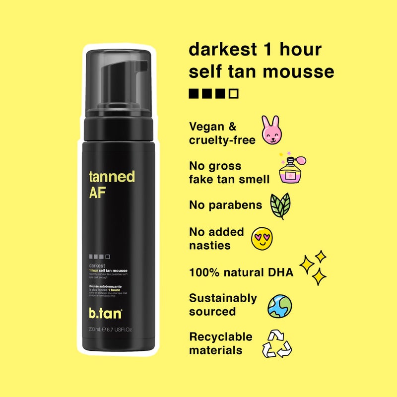 b tan b.tan Dark Self Tanner Mousse | Get Tanned - Best, 1 Hour Express Sunless Tanning Foam, No Fake Tan Smell, Ultra Dark Bronzing Glow, Face & Body, Vegan, Cruelty Free, 6.7 Fl Oz - Image 3