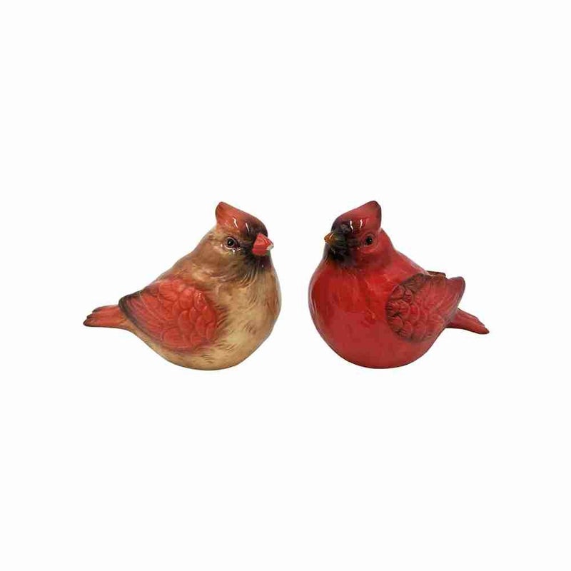 Comfy Hour Farmhouse Collection 3 Two Red Feather Cardinals Salt and Pepper Bottle Stoneware Figurine Set of 2