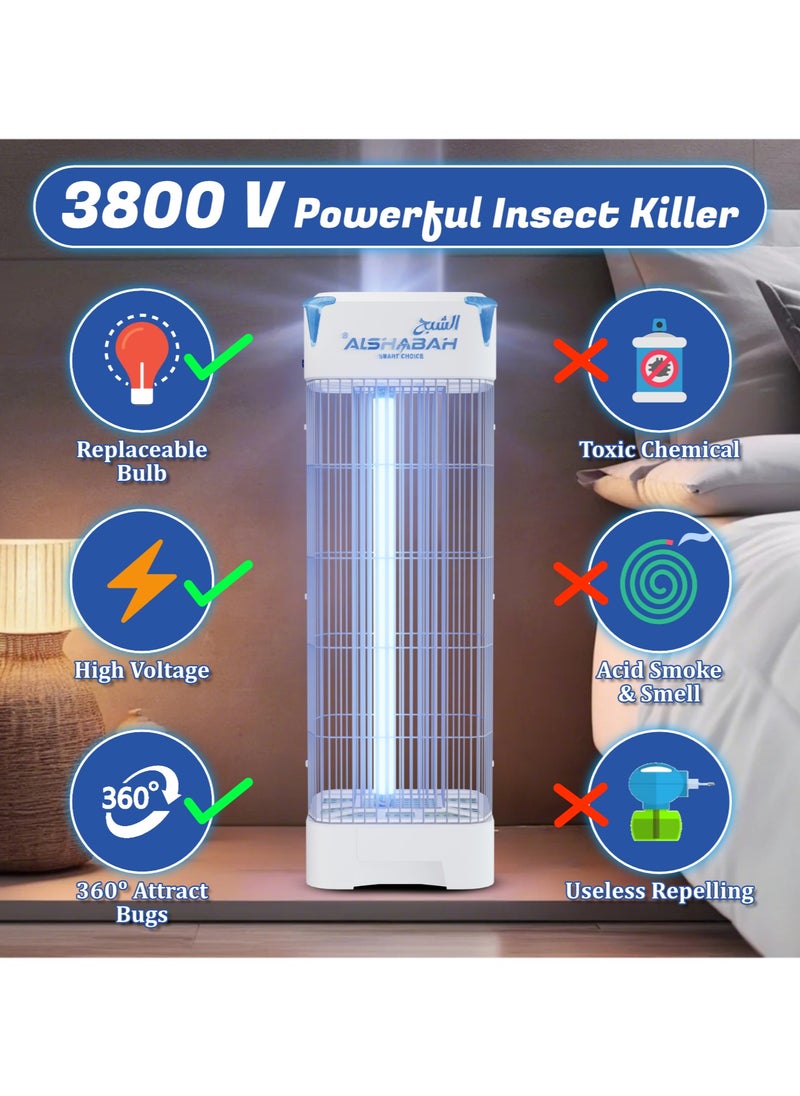 Alshabah ALSHABAH Pro model 6700, Original Mosquito Killer, very strong shock, Mosquito Lamp with 22~25W UV Light and Cleaning Brush, High Powered Insect Killer for Indoor, Kitchen, Patio, Backyard (White Pro)  - Image 3