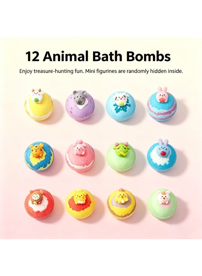 Kids Bath Bombs Gift Set, 12Pcs Fizzy Bath Bombs With Hidden Chinese Zodiac Animal Figurine Toys, Natural Sea Salt Aromatherapy Bubble Bath Balls, Premium Boxed Spa Bath Gift for Boys Girls - Image 2
