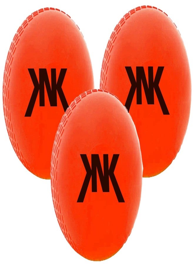KNK Synthetic Cricket Wind Balls Indoor Outdoor Cricket Ball (3 PC) (Orange) - Image 1