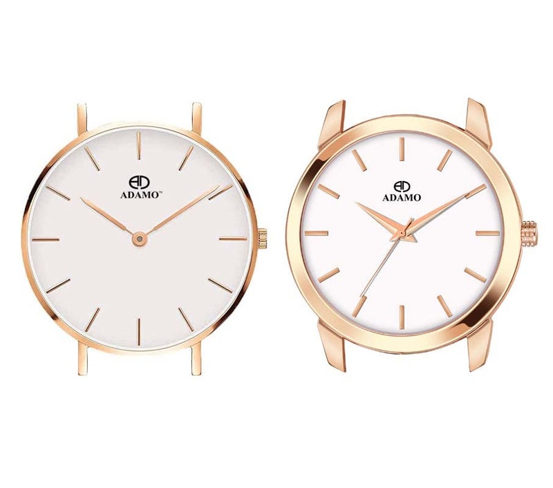 ADAMO Aritocrat Analog Stainless Steel Men's & Women's Couple Watch (White Dial Rose Gold Colored Strap) - Image 3