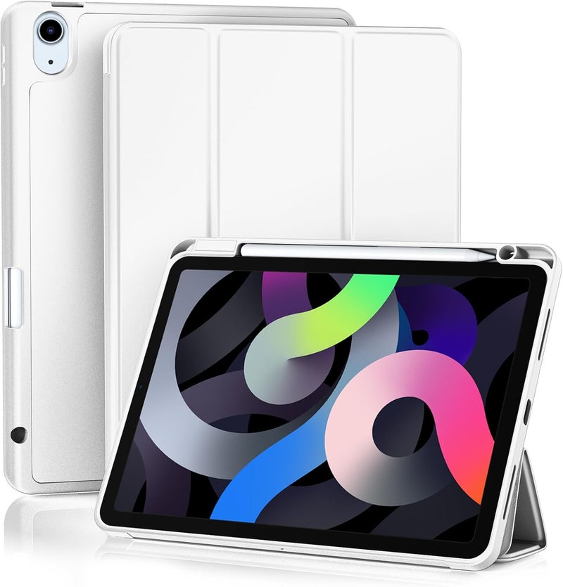 Akkerds Compatible with iPad Air 11 Inch Case 7th/6th Generation (M3/M2) 2025/2024, for iPad Air 5th/4th Generation Case 10.9 Inch 2022/2020 with Pencil Holder[Auto Sleep/Wake], White - Image 1