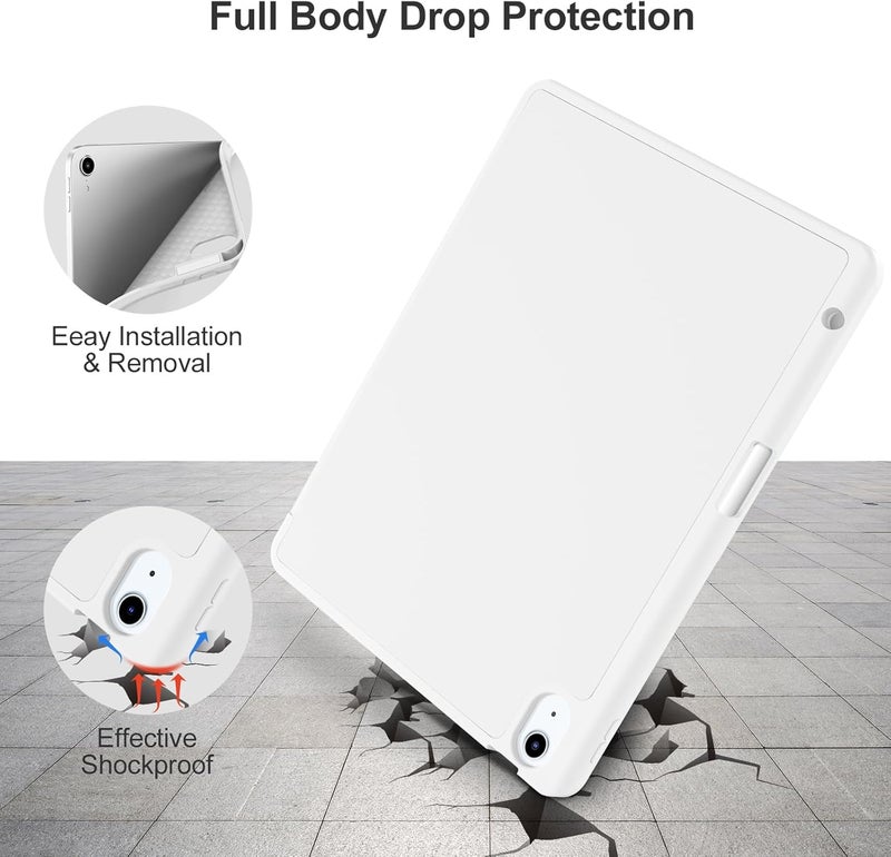 Akkerds Compatible with iPad Air 11 Inch Case 7th/6th Generation (M3/M2) 2025/2024, for iPad Air 5th/4th Generation Case 10.9 Inch 2022/2020 with Pencil Holder[Auto Sleep/Wake], White - Image 4
