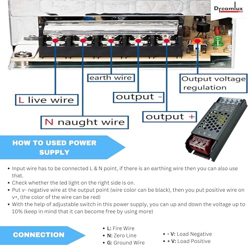 Dreamlux SMPS for PC 12V 25 AMP Adapter 300W Switching Power Supply, BIS Approved | Universal Adapter | Strip, Amplifier | AC to DC 12V Converter (Pack of 1PC) - Image 2