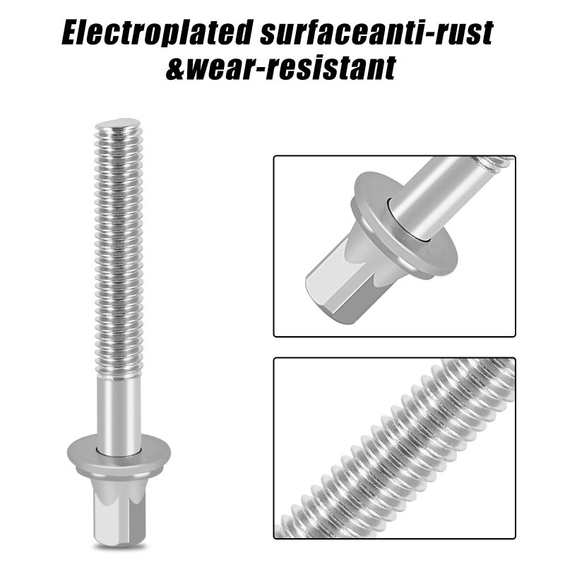 EASTROCK Drum Tension Rods Drum Screw 6 Pack M5X 2 Inch Percussion Replacement Accessory Drum Kit Screws (M5X50mm) - Image 4