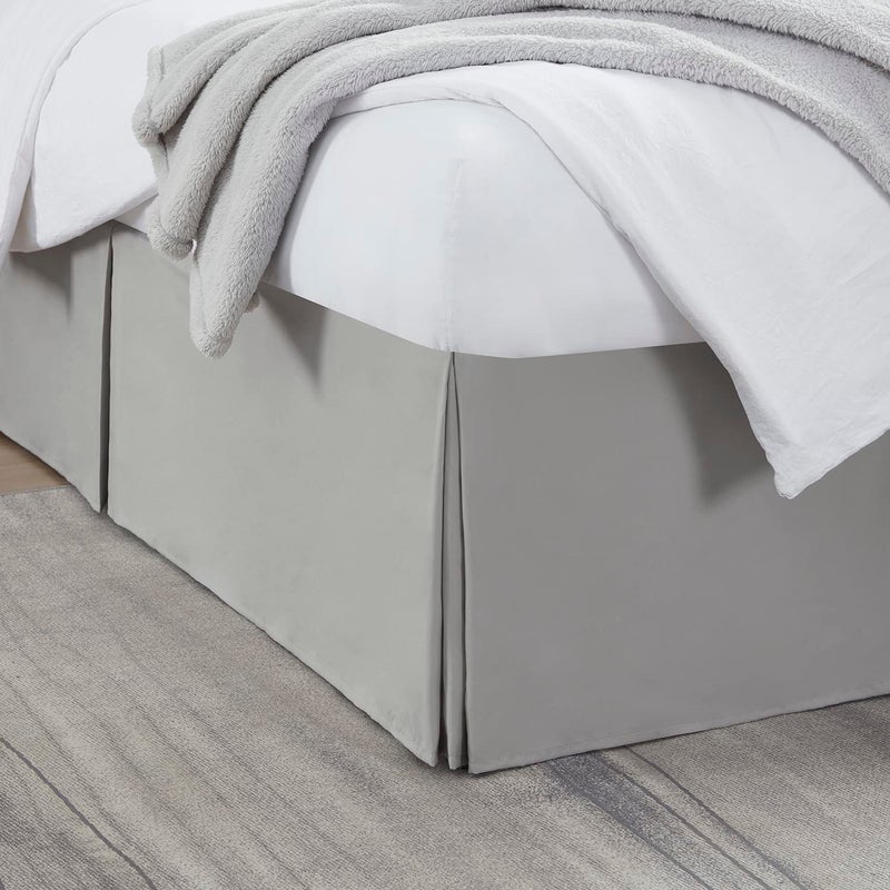 Nestl Nestl Silver Bed Skirt King Size  King Bed Skirt 14 Inch Drop  Brushed Microfiber Bed Skirts  Hotel Quality Pleated Bed Skirt  Shrinkage  Fade Resistant 