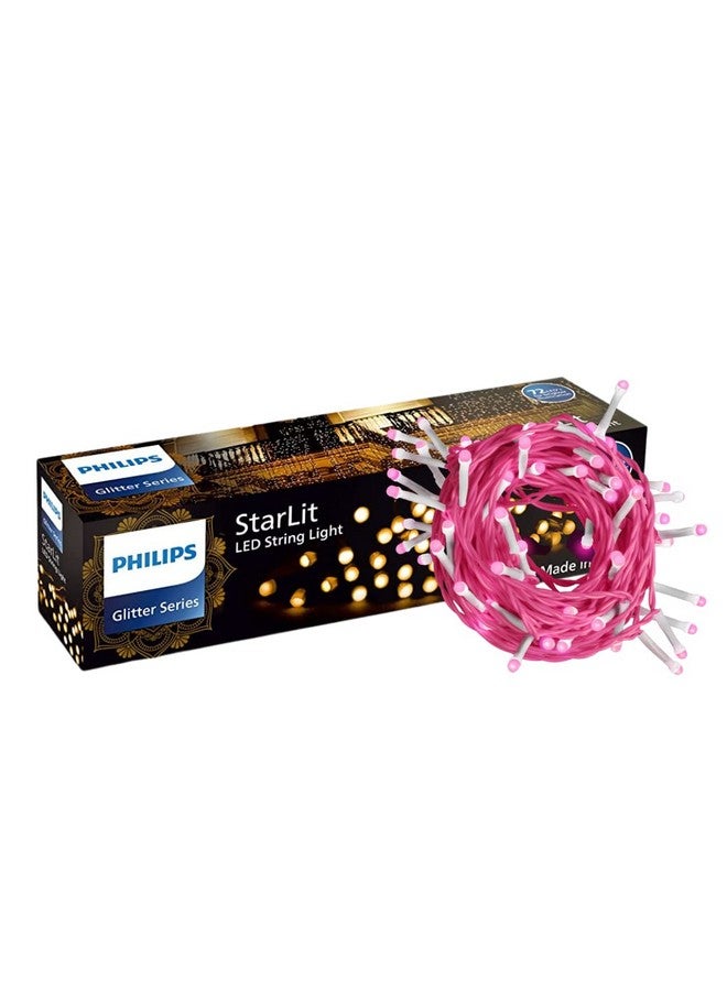 PHILIPS Starlit 12 Meter 72 LEDs String Light for Decoration | Festival LED String Light for Diwali, Christmas and Home Decoration| Pink, Pack of 1 - Image 1