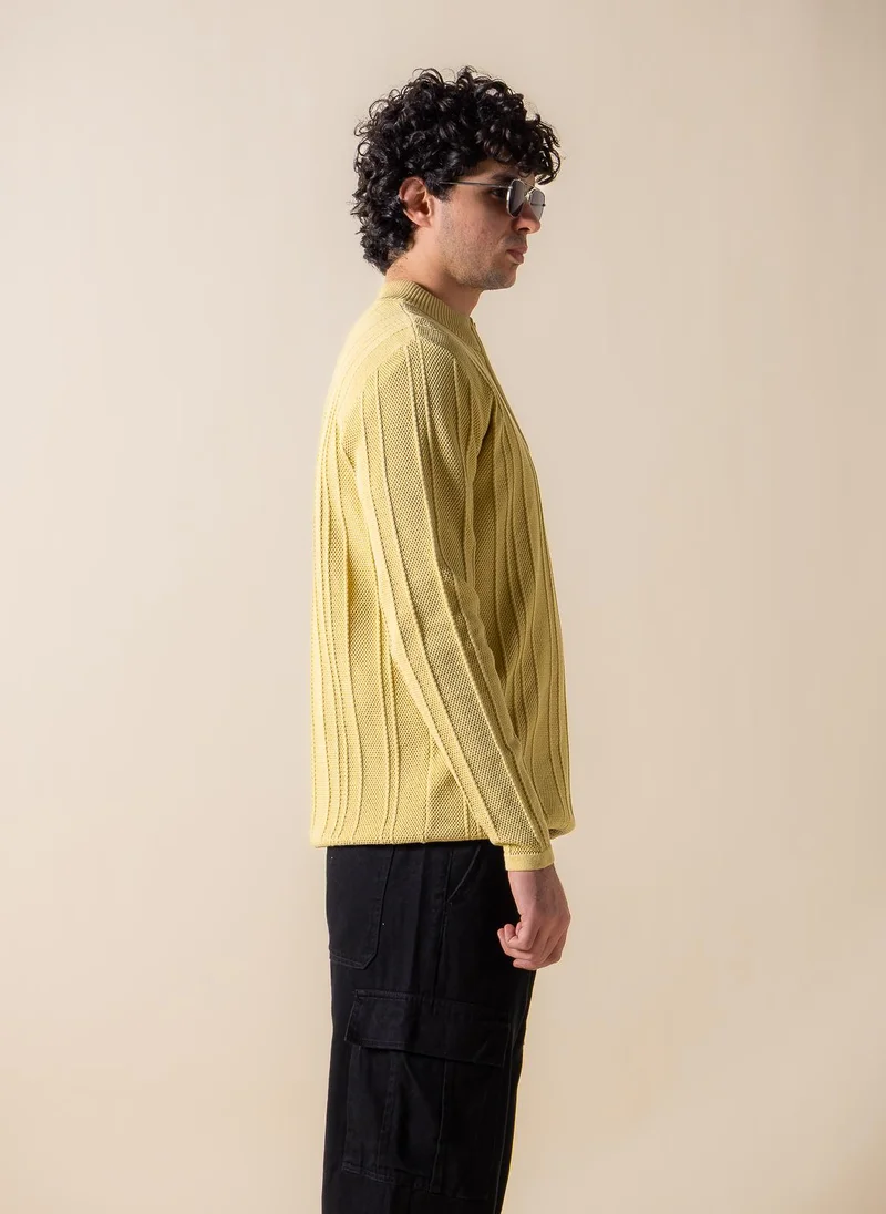 Shapes Yellow TEXTURED QUARTER-ZIP JUMPER for Men | Best Price UAE