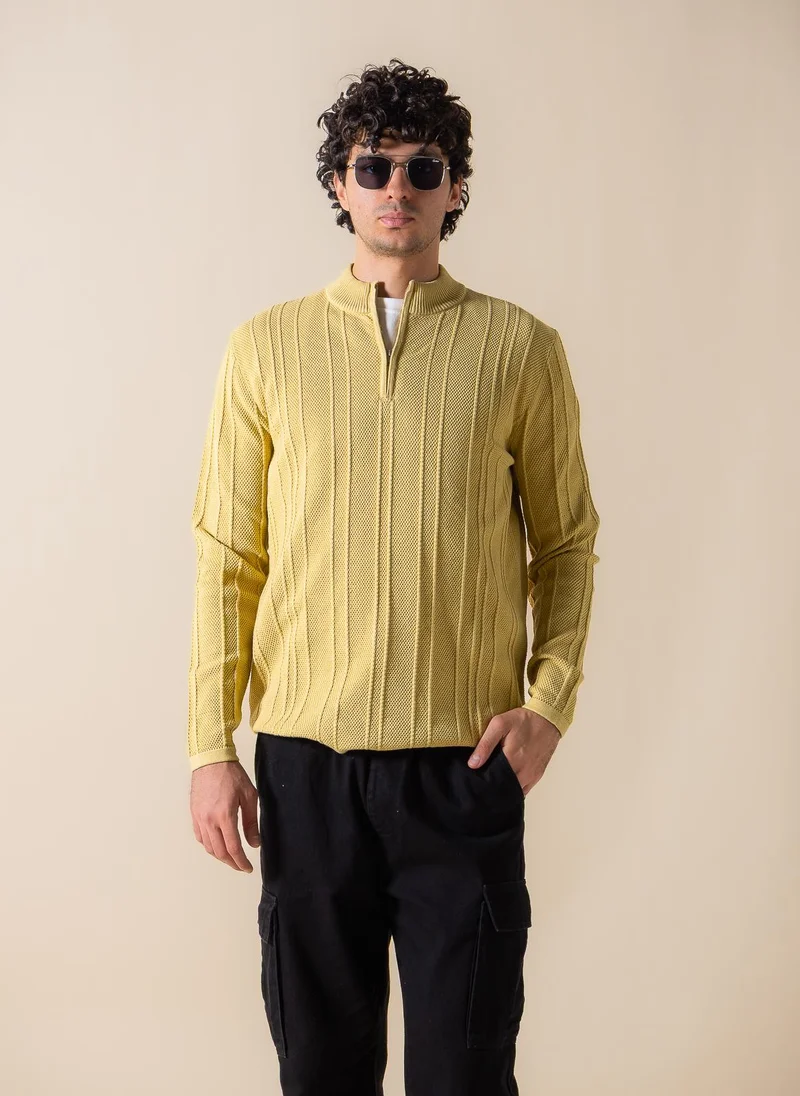 Shapes Yellow TEXTURED QUARTER-ZIP JUMPER for Men | Best Price UAE
