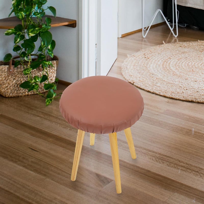 Zerodeko Bar Stool Cover, Brown Pu Leather Seat Protector, Suitable for 28-33cm Diameter, Washable Slipcover for Home Bar and Kitchen Seating - Image 5