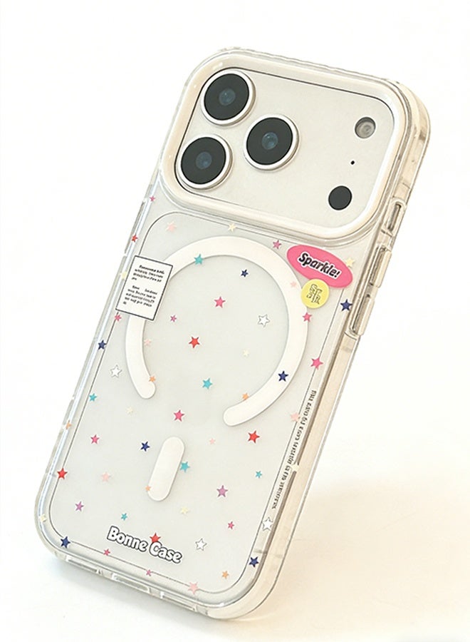 Wffo For iPhone 17 Pro Case - Magnetic Transparent Case, Compatible with MagSafe, Star Pattern, Shockproof PC Back, Soft TPU Slim Case, Suitable for Girls and Women - Image 4