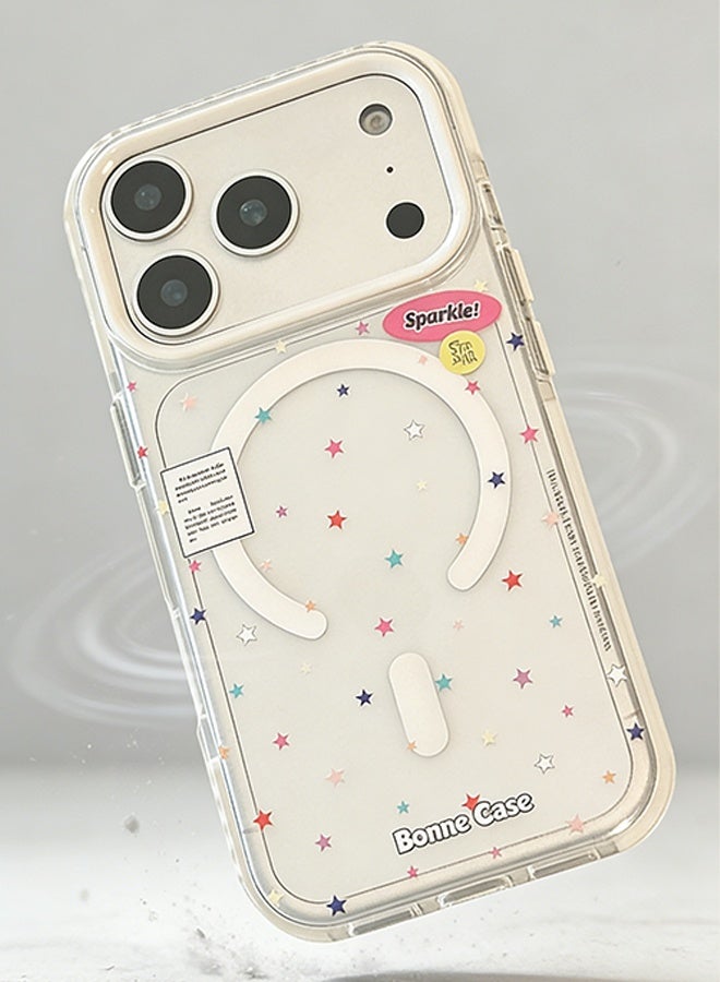 Wffo For iPhone 17 Pro Case - Magnetic Transparent Case, Compatible with MagSafe, Star Pattern, Shockproof PC Back, Soft TPU Slim Case, Suitable for Girls and Women - Image 3
