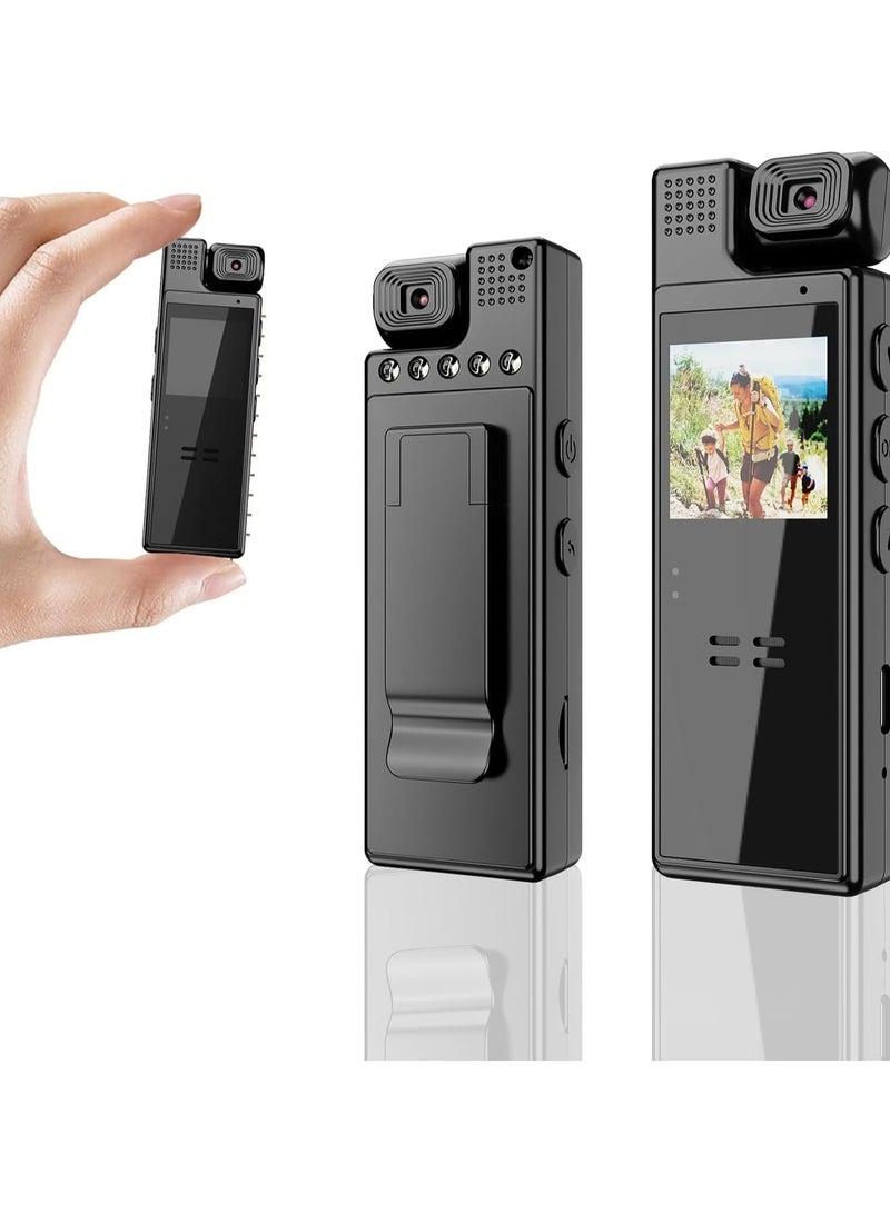 Mini Body Worn Camera 1080P Portable Small Body Worn Pocket Video Recorder with 180° Rotatable Lens, 1.3 Inch LCD, Night Vision, For Security Guards, Law Enforcement Officers - Image 1