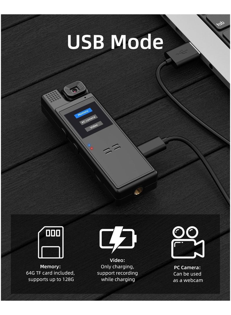 Mini Body Worn Camera 1080P Portable Small Body Worn Pocket Video Recorder with 180° Rotatable Lens, 1.3 Inch LCD, Night Vision, For Security Guards, Law Enforcement Officers - Image 5