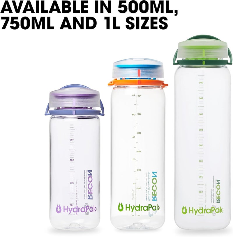 HydraPak RECON TWIST & SIP Water Bottle - 1.0L Clear / Black & White - Image 5