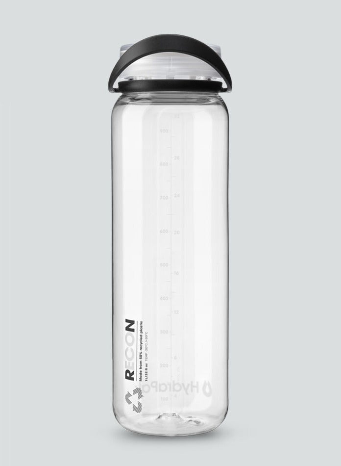 HydraPak RECON TWIST & SIP Water Bottle - 1.0L Clear / Black & White - Image 1