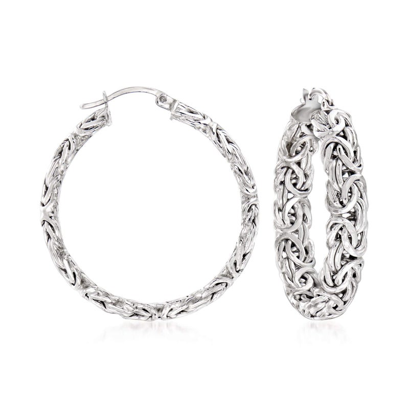 Ross-Simons Sterling Silver Byzantine Hoop Earrings - Image 1