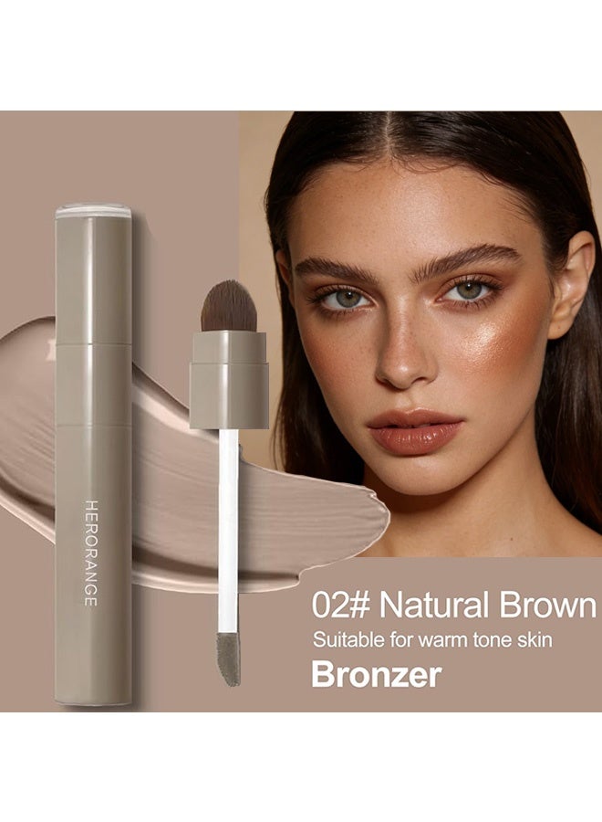 HERORANGE Porcelain Musle Three-dimensional Contour Liquid,Liquid Contour Stick, Warm Toned Natural Brown Cream Face Bronzer with Brush, Liquid Contouring Makeup, Lightweight Blendable Matte Finish Sculpted Look, Vegan & Cruelty-Free, 02 - Image 2