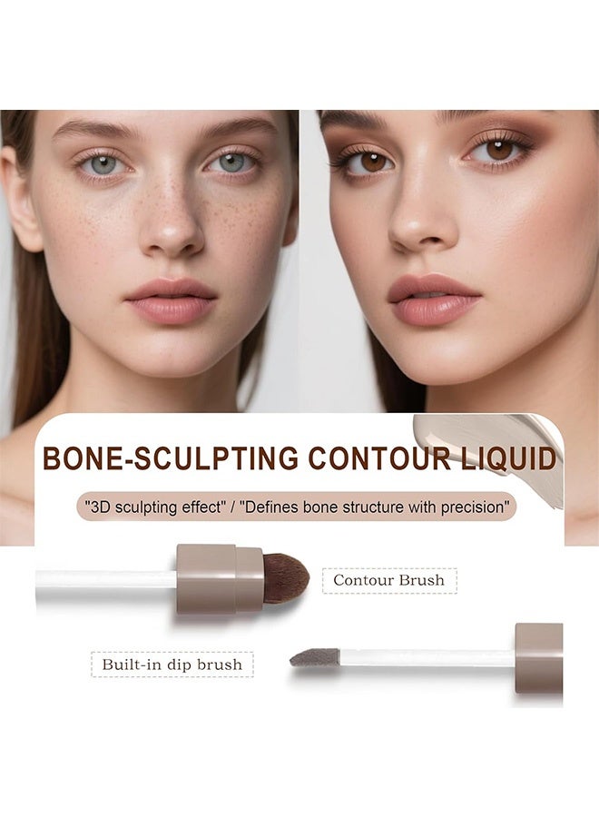 HERORANGE Porcelain Musle Three-dimensional Contour Liquid,Liquid Contour Stick, Warm Toned Natural Brown Cream Face Bronzer with Brush, Liquid Contouring Makeup, Lightweight Blendable Matte Finish Sculpted Look, Vegan & Cruelty-Free, 02 - Image 4