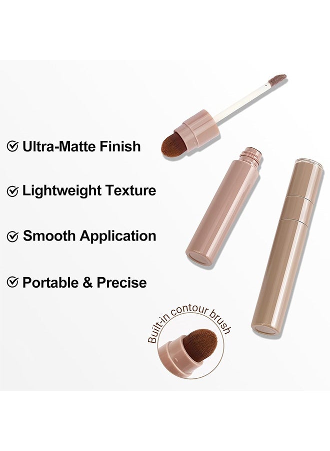 HERORANGE Porcelain Musle Three-dimensional Contour Liquid,Liquid Contour Stick, Warm Toned Natural Brown Cream Face Bronzer with Brush, Liquid Contouring Makeup, Lightweight Blendable Matte Finish Sculpted Look, Vegan & Cruelty-Free, 02 - Image 3