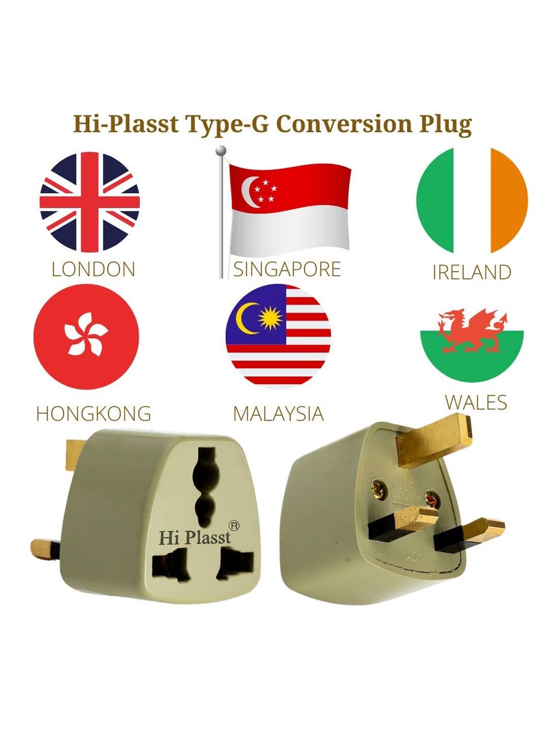 HI PLASST PINS N PLUGS HiPlasst TypeG Plug Universal Travel Adapter for UKLondon Pack of 1 Universal Socket Converter for Indian Pins for England Dubai Hongkong Singapore Ireland Kenya Macau  - Image 4
