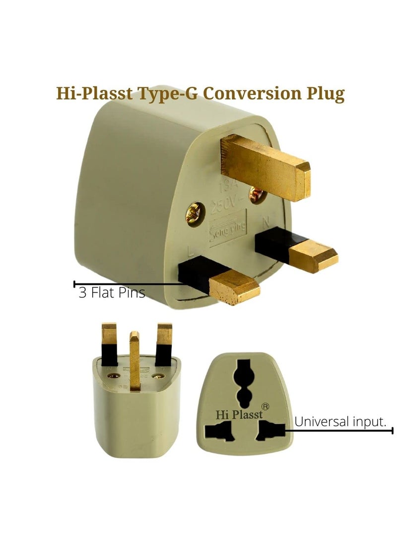 HI PLASST PINS N PLUGS HiPlasst TypeG Plug Universal Travel Adapter for UKLondon Pack of 1 Universal Socket Converter for Indian Pins for England Dubai Hongkong Singapore Ireland Kenya Macau  - Image 3