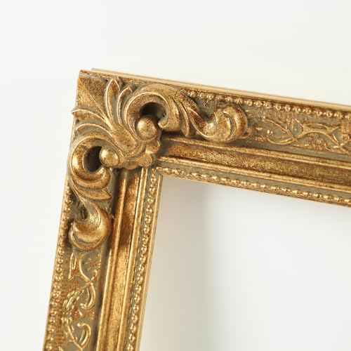 FOLKOR Wood Canvas Frame for 12x16 Oil Paintings, Finished 12x16 Gold Ornate Frame for Wall Art Prints, Luxury Vintage Painting Frame for Home Office Decor, No Back & Cover (Gold) - Image 3