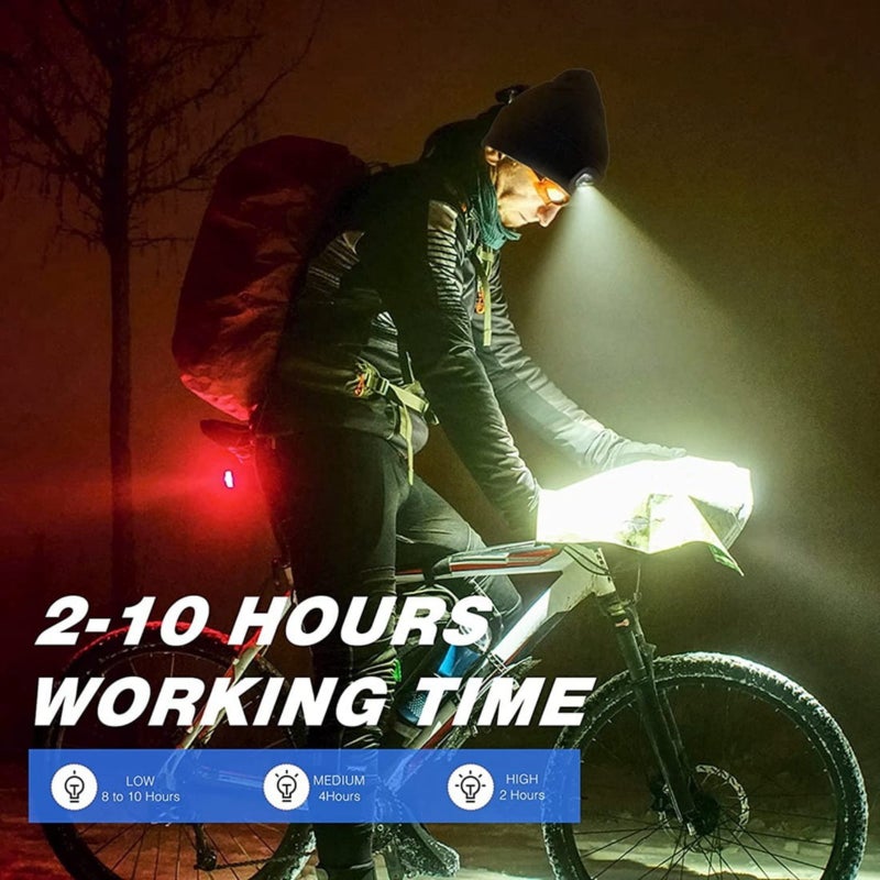 Rechargeable LED Knitted Hat Light USB Powered  black  4PC - Image 2