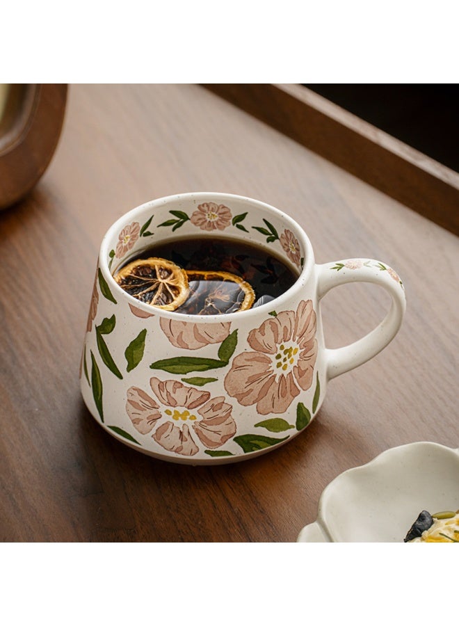 CozyNook Large Ceramic Coffee Mug Cereal Breakfast Cup, Soup Cup with Handles Retro Style Hand-painted Mug for Espresso & Cappuccino Cereal Dishwasher Microwave Safe - Image 2