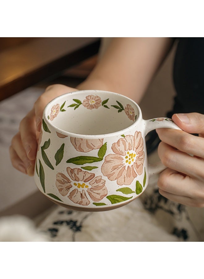 CozyNook Large Ceramic Coffee Mug Cereal Breakfast Cup, Soup Cup with Handles Retro Style Hand-painted Mug for Espresso & Cappuccino Cereal Dishwasher Microwave Safe - Image 1