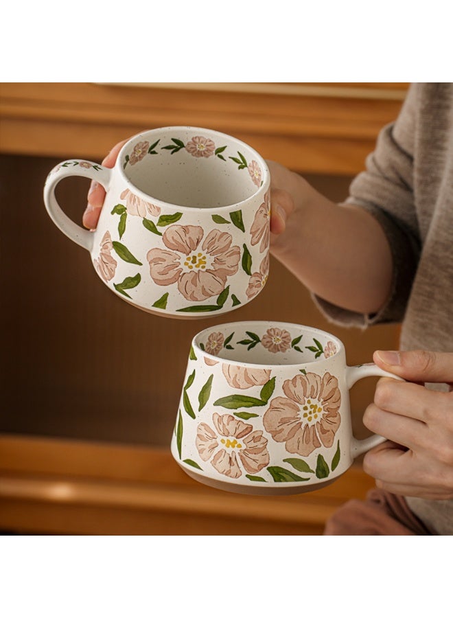 CozyNook Large Ceramic Coffee Mug Cereal Breakfast Cup, Soup Cup with Handles Retro Style Hand-painted Mug for Espresso & Cappuccino Cereal Dishwasher Microwave Safe - Image 3