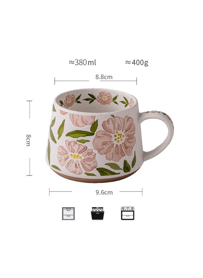 CozyNook Large Ceramic Coffee Mug Cereal Breakfast Cup, Soup Cup with Handles Retro Style Hand-painted Mug for Espresso & Cappuccino Cereal Dishwasher Microwave Safe - Image 4