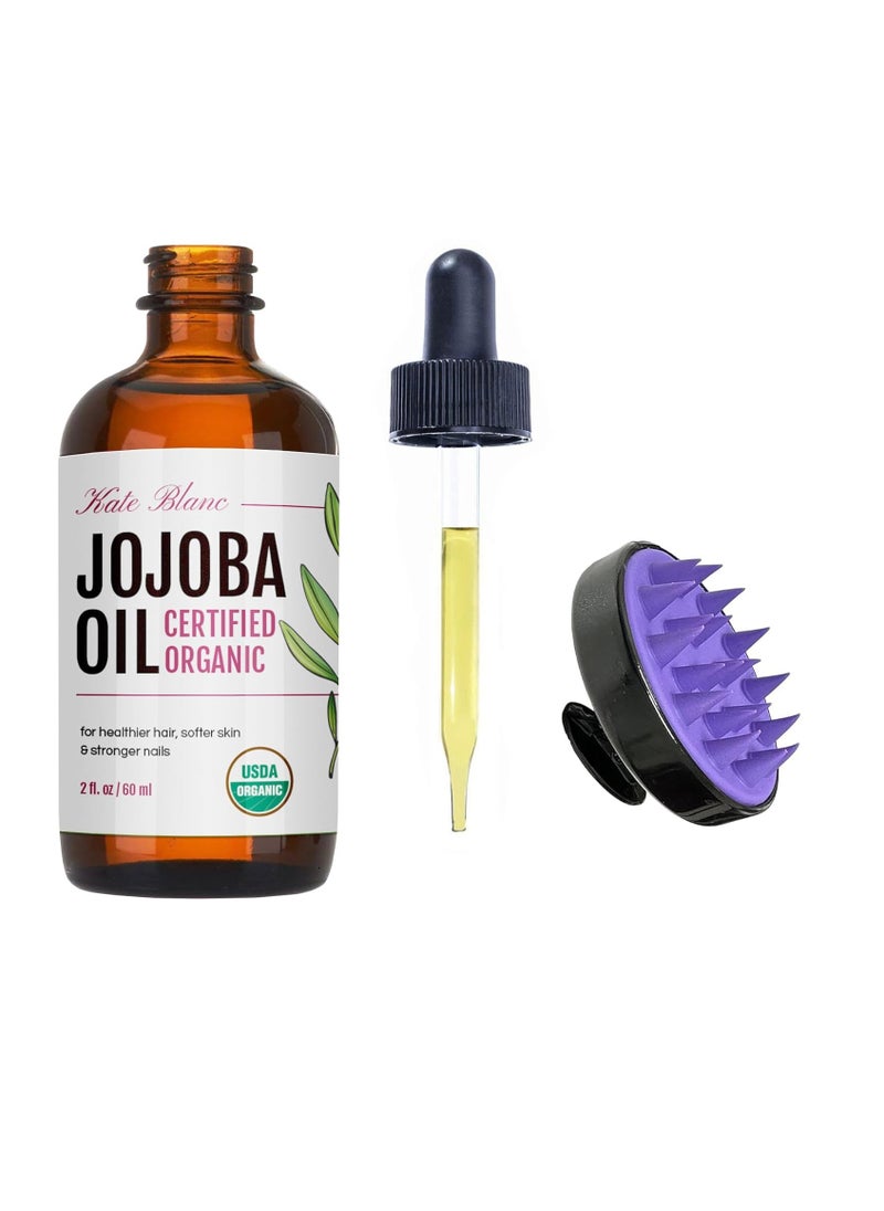 Kate Blanc Cosmetics Kate Blanc Cosmetics Jojoba Oil for Hair, Face & Skin with Scalp Massager (2oz, Organic, 100% Pure, Natural)  - Image 1