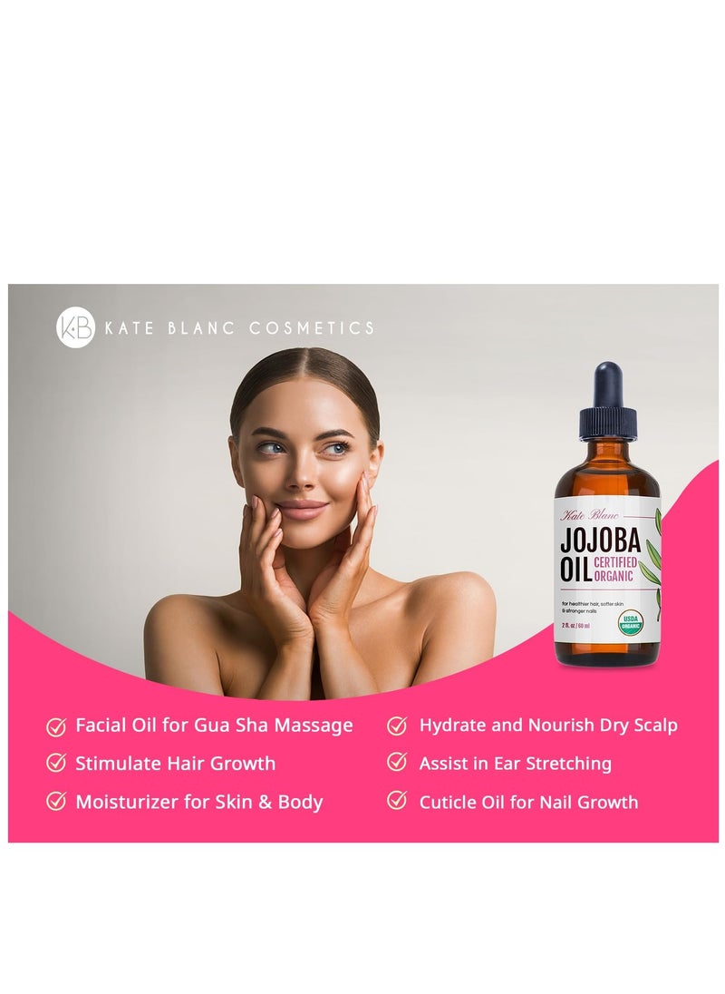 Kate Blanc Cosmetics Kate Blanc Cosmetics Jojoba Oil for Hair, Face & Skin with Scalp Massager (2oz, Organic, 100% Pure, Natural)  - Image 2