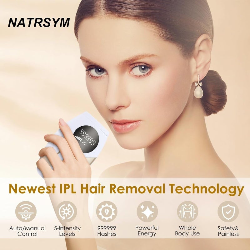 NATRSYM IPL Laser Hair Removal Device for Home Use - Painless Permanent Hair Removal for Face, Body, and Bikini Line - Image 2