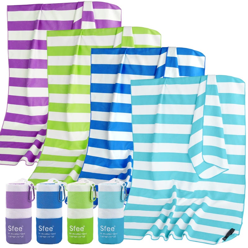 Sfee 4 Pack8Pcs Microfiber Travel Towel Beach Towel Quick Dry Towel Camping Towel Super Absorbent Compact Lightweight Sports Towel Gym Towel Set for Beach Gym Hiking Pool Backpacking Yoga