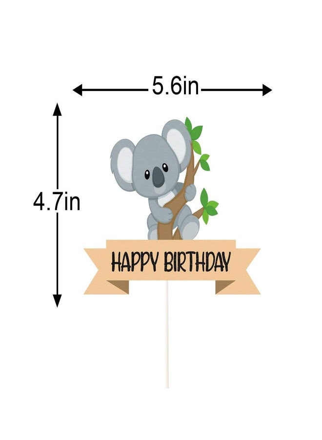 LILIPARTY Glitter Koala Happy Birthday Cake Topper, Koala Theme Birthday Cake Decor, Koala Bear Birthday Party, Baby Koala Party, Zoo Jungle Animal Party Supplies - Image 2