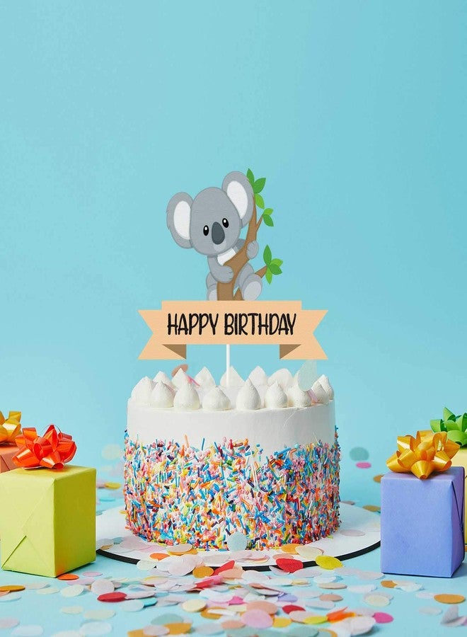 LILIPARTY Glitter Koala Happy Birthday Cake Topper, Koala Theme Birthday Cake Decor, Koala Bear Birthday Party, Baby Koala Party, Zoo Jungle Animal Party Supplies - Image 4