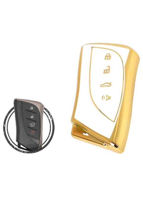 TPU Key Cover Case For Lexus ES350 GX460 UX250 Smart Key Remote 4 Button White Gold Color