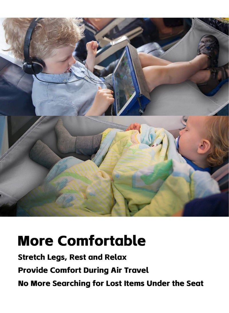 Teuuea Travel Airplane Toddler Bed, Portable Flights Foot Rest, Seat Extender Cushion for Kids, Infant Child Leg Rest Lying Down Travel Essentials Business Car Playmat (79*44CM, Grey) - Image 2