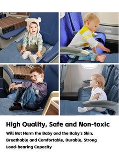 Teuuea Travel Airplane Toddler Bed, Portable Flights Foot Rest, Seat Extender Cushion for Kids, Infant Child Leg Rest Lying Down Travel Essentials Business Car Playmat (79*44CM, Grey)  - Image 3