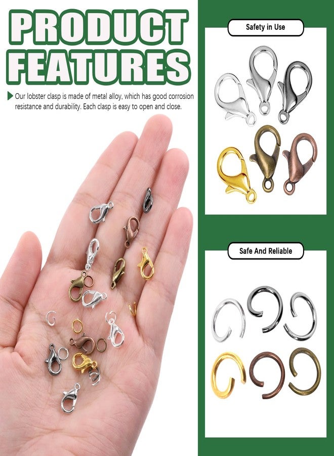 Keadic 241Pcs Mixed Colors Open Jump Rings and Lobster Claw Clasps Assortment Set with Jewellery Repair Pliers, 5mm Round Ring Connectors and 12mm Jewelry Making Fastener Hooks - Image 3