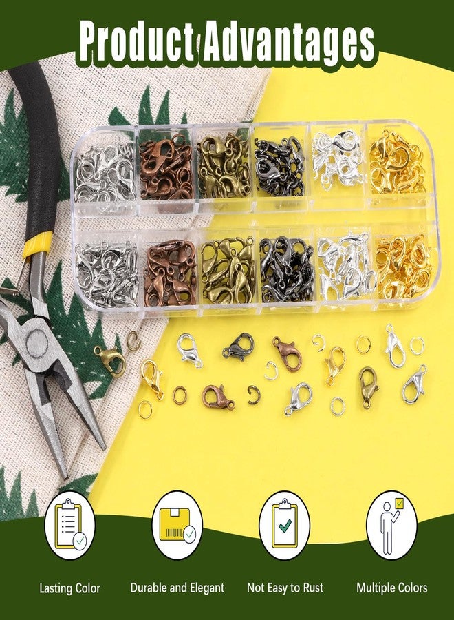 Keadic 241Pcs Mixed Colors Open Jump Rings and Lobster Claw Clasps Assortment Set with Jewellery Repair Pliers, 5mm Round Ring Connectors and 12mm Jewelry Making Fastener Hooks - Image 4