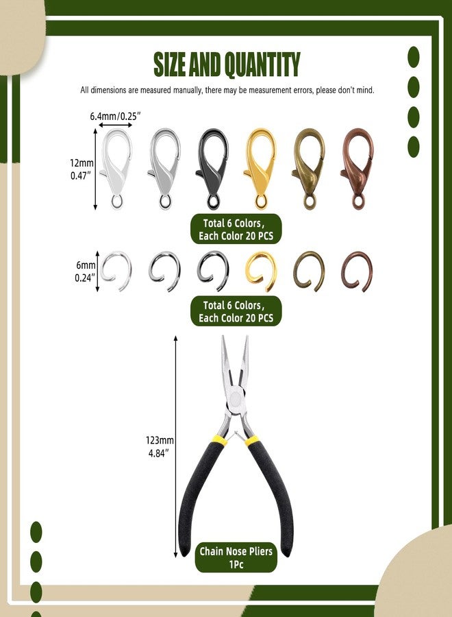 Keadic 241Pcs Mixed Colors Open Jump Rings and Lobster Claw Clasps Assortment Set with Jewellery Repair Pliers, 5mm Round Ring Connectors and 12mm Jewelry Making Fastener Hooks - Image 2