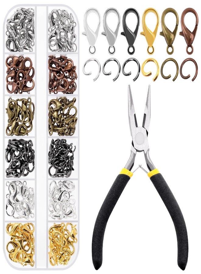 Keadic 241Pcs Mixed Colors Open Jump Rings and Lobster Claw Clasps Assortment Set with Jewellery Repair Pliers, 5mm Round Ring Connectors and 12mm Jewelry Making Fastener Hooks - Image 1