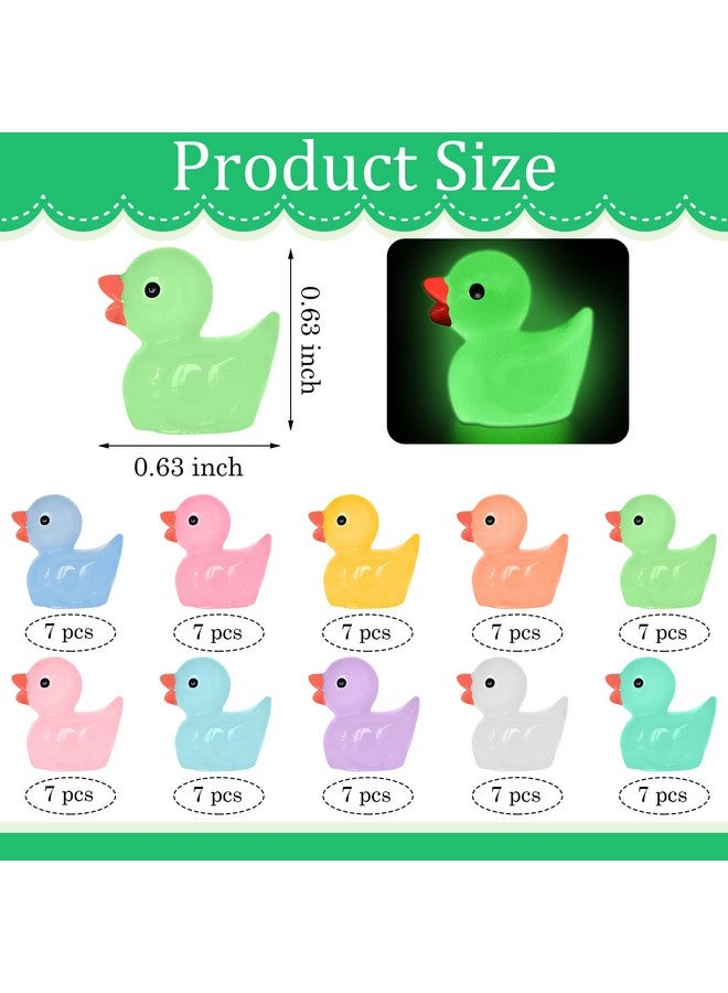 Yuronam 70 Pcs Luminous Tiny Ducks Mini Resin Ducks Glow In The Dark Duck Miniature Ornaments For Slime, Dollhouse, Garden Decoration(Multi Colors) - Image 2