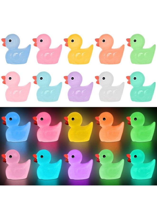 Yuronam 70 Pcs Luminous Tiny Ducks Mini Resin Ducks Glow In The Dark Duck Miniature Ornaments For Slime, Dollhouse, Garden Decoration(Multi Colors) - Image 1