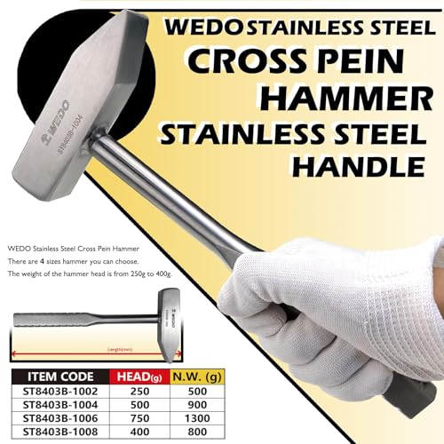 WEDO Stainless HammerCross Pein Engineerswith Flat handle Corrosion Resistant Rust Proof Durable Environmental friendly 500g - Image 3