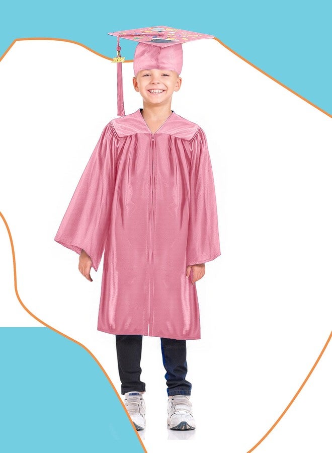 Restroma 6 Set Kindergarten Graduation Cap and Gown with Tassel Graduation Costume Set for Preschool Photo Props Party Supplies (Pink, Size 30 (115-122 cm)) - Image 4